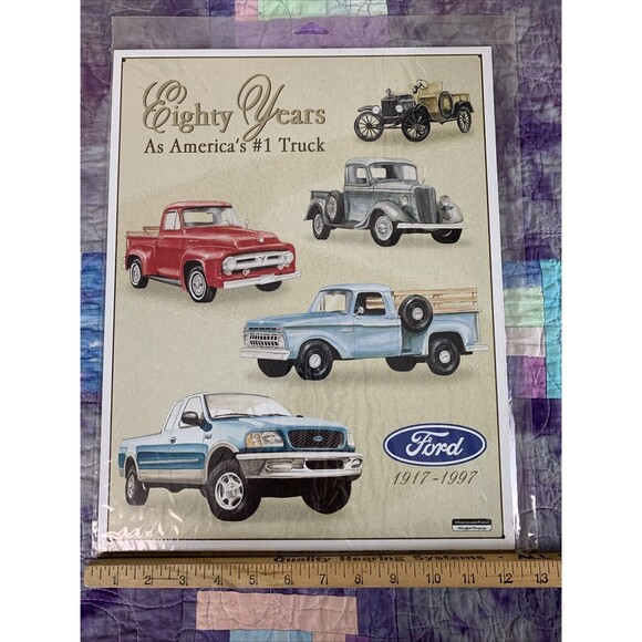 Classic Ford Truck Tin Metal Sign 80 Years 1 Truck Garage Auto Pickup Man Cave - Picture 3 of 3